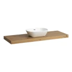 Akció LAUFEN LANI Mosdótartó lap, 140 cm, kivágással középen, 65 mm vastag, 3 tartókonzollal, Vad Tölgy H4046811122671