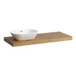 Alacsony ár LAUFEN LANI Mosdótartó lap, 120 cm, kivágással bal oldalon, 65 mm vastag, 2 tartókonzollal, Vad Tölgy H4046721122671
