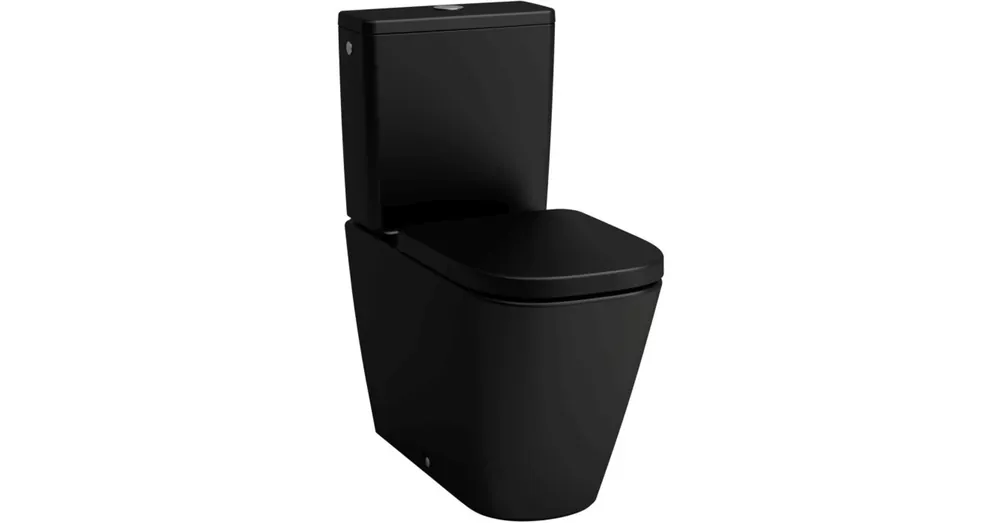 LAUFEN MEDA, Álló kombi WC öblítőtartály nélkül, öblítőperem nélkül, mélyöblítéssel, halk öblítéssel, vízszintes/függőleges lefolyóhoz, Matt Fekete H8241117160001 Kiárusítás