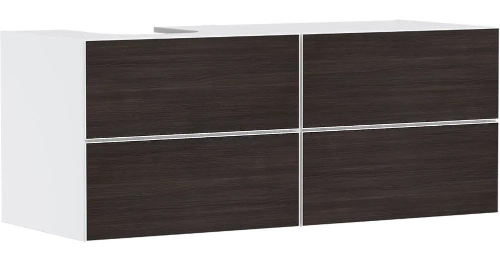Hansgrohe Xevolos E Konzolos mosdószekrény 1370/550, matt fehér színű, 4 fiókkal, ráültetett mosdótálakhoz, balos 54236730 Árcsökkenés