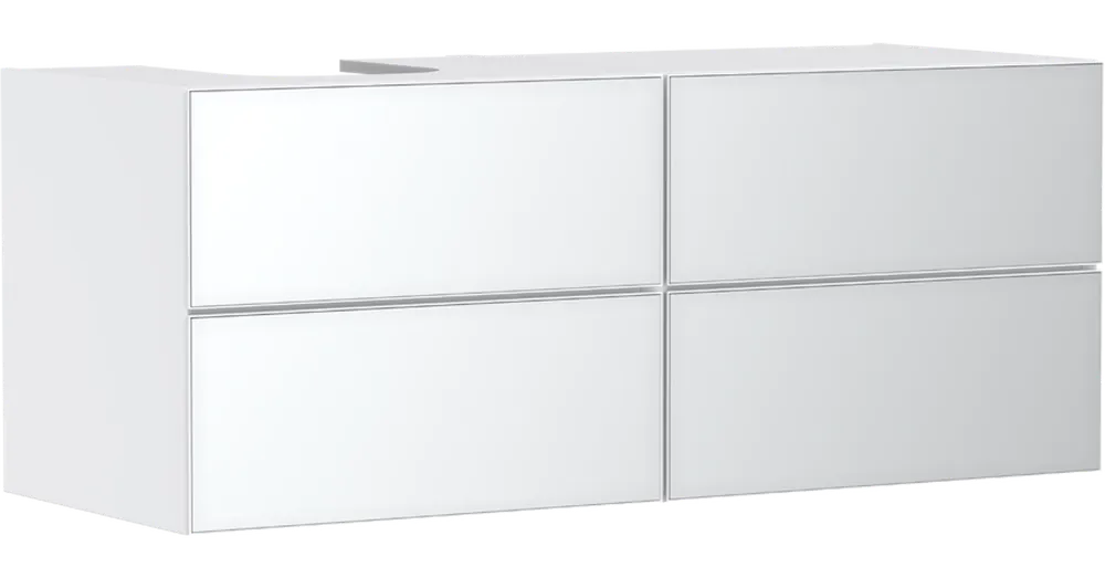 Hansgrohe Xevolos E Konzolos mosdószekrény 1370/550, matt fehér színű, 4 fiókkal, ráültetett mosdótálakhoz, balos 54236320 Kedvezmény