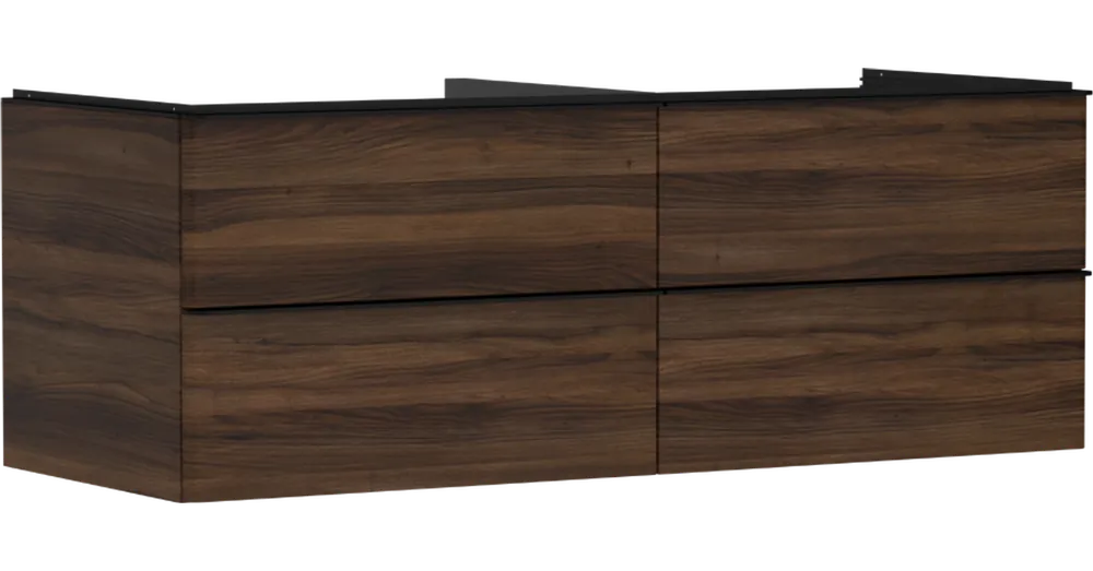 Alacsony ár Hansgrohe Xelu Q Konzolos mosdószekrény 1360/550, sötét dió színű, 4 fiókkal, ráültetett mosdótálakhoz 54089670