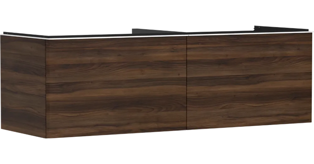Hansgrohe Xelu Q Konzolos mosdószekrény 1560/550, sötét dió színű, 2 fiókkal, ráültetett mosdótálakhoz, dupla 54073700 Ne maradj le