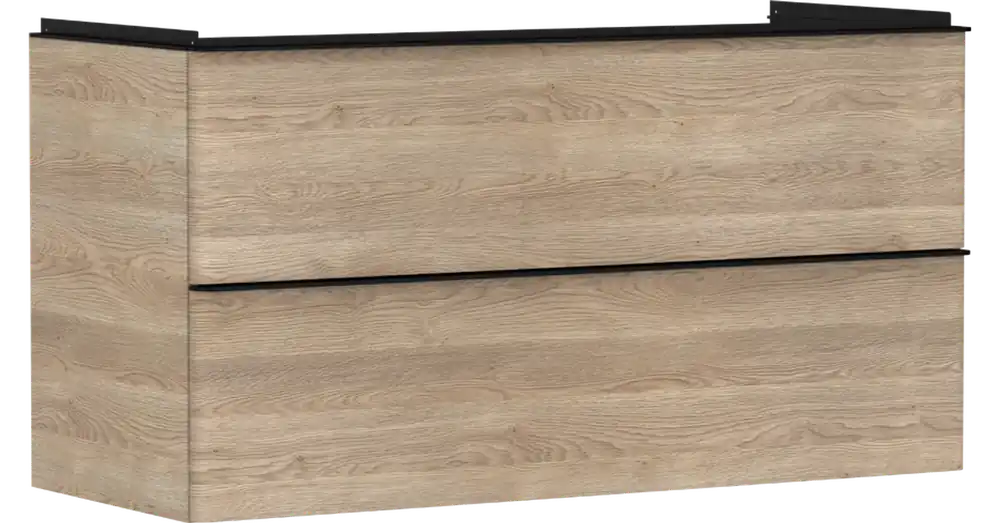 Akciós ár Hansgrohe Xelu Q Mosdószekrény 1180/475, természetes tölgy színű, 2 fiókkal, normál mosdókhoz 54037670