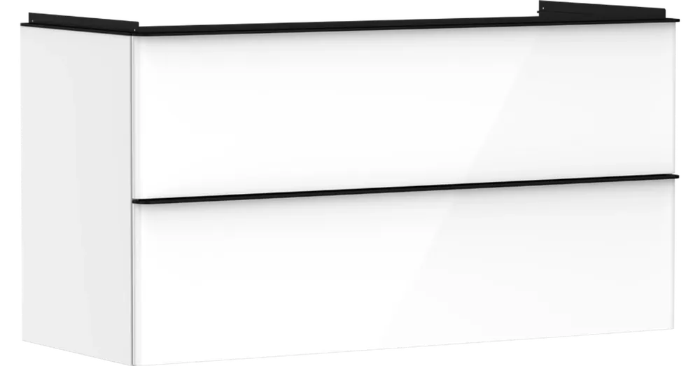 Alacsony ár Hansgrohe Xelu Q Mosdószekrény 1180/475, magasfényű fehér színű színű, 2 fiókkal, normál mosdókhoz 54035670