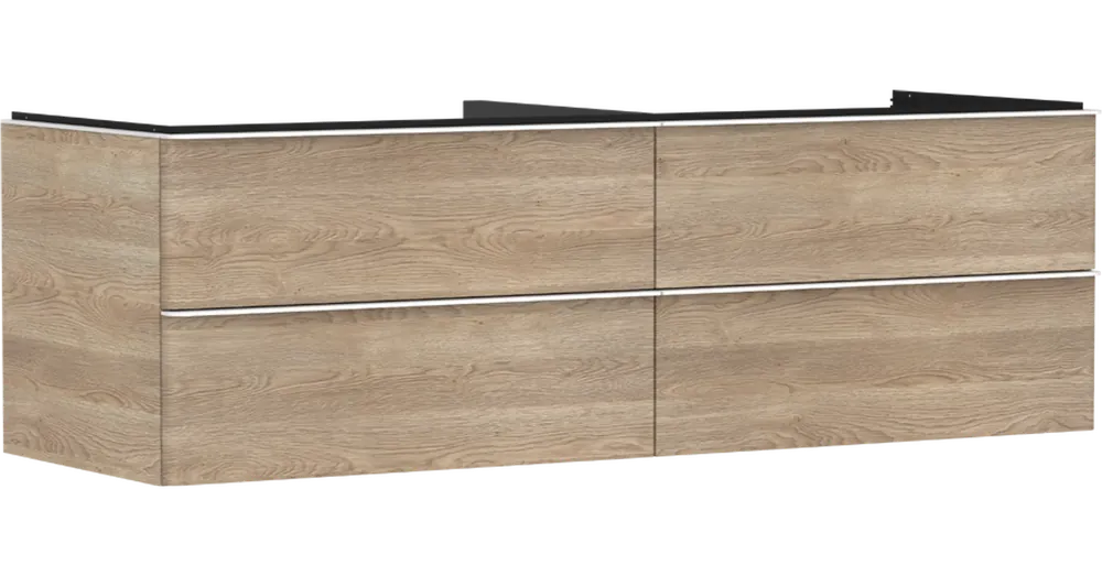Szezonális akció Hansgrohe Xelu Q Konzolos mosdószekrény 1560/550, természetes tölgy színű, 4 fiókkal, ráültetett mosdótálhoz 54092700