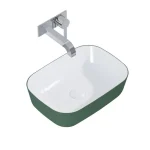 AREZZO design pultra ültethető mosdó RENI 46x33, fényes fehér / matt zöld AR-146115 Kiárusítás