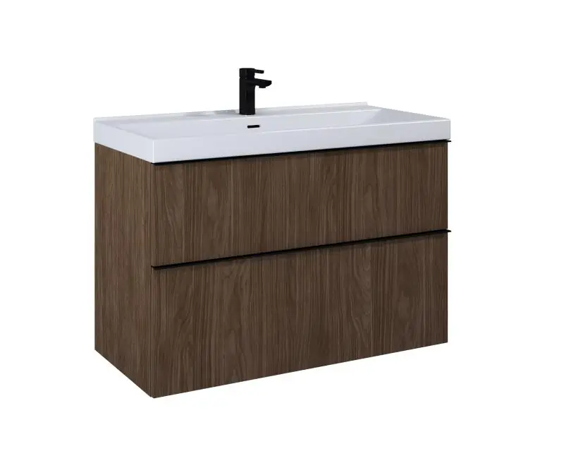 AREZZO design MONTEREY 100 cm-es alsószekrény 2 fiókkal, Lincoln dió színben, szifonkivágással Vedd meg online