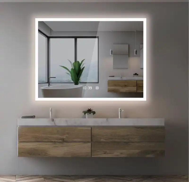 AREZZO design LED okos tükör állítható fényerő páramentesítő funkció+óra+hőmérő Expressz kézbesítés