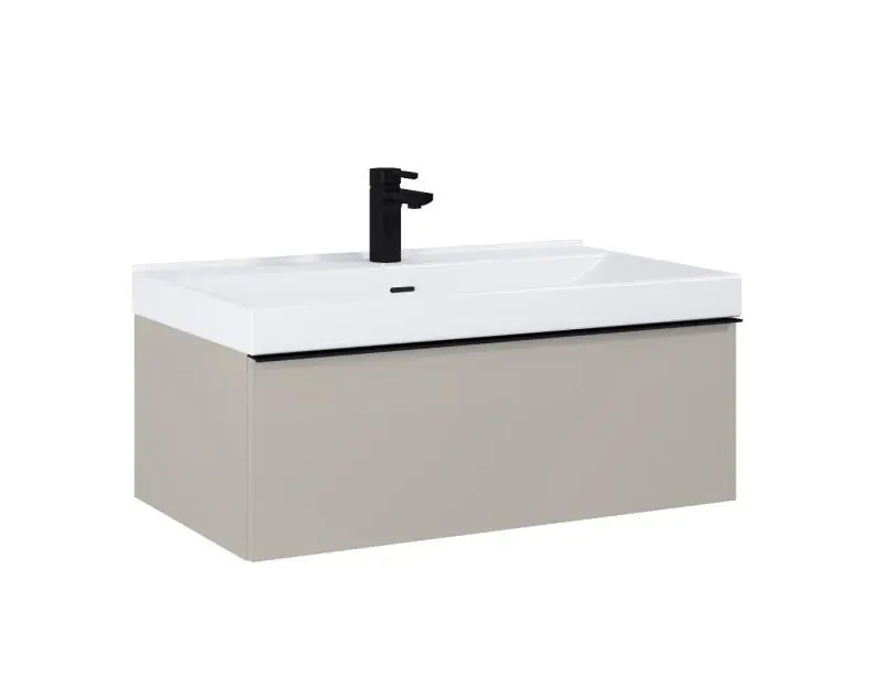 AREZZO design MONTEREY 80 cm-es alsószekrény 1 fiókkal Matt Beige színben, szifonkivágással Nézd meg most