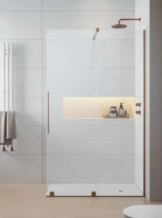 Árengedmény Ramaday Furo Brushed Copper Walk-in szálcsiszolt réz zuhanyfal