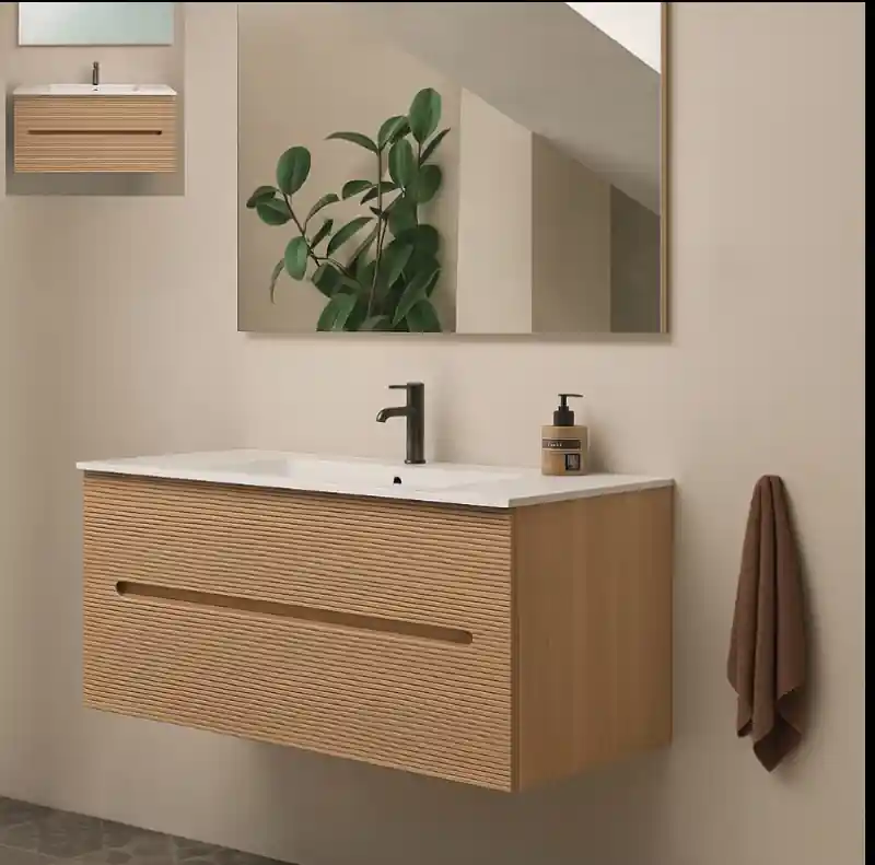 Prémium AdattoCasa Rigo 2 fiókos függesztett alsó bútor, 100 cm, Rovere Farnia