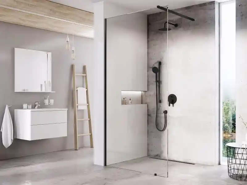 Ravak Walk-In Wall zuhanykabin fekete, átlátszó Kihagyhatatlan ajánlat