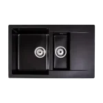 Expressz szállítás LUNART BASIC Gery gyümölcsmosós gránit mosogató csepptálcával, Midnight Black