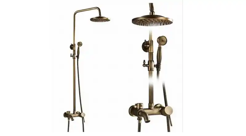 Vintage Bronz egykaros kádtöltős zuhanyszett felső esőztetővel, kézitussal. Exkluzív ajánlat