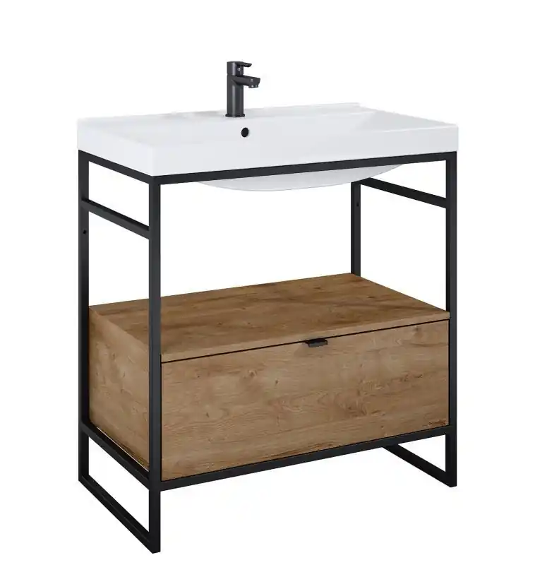 AREZZO design NEBO alsószekrény 80 cm-es, 1 fiókkal, canela tölgy, matt fekete (2 doboz) Rendeld meg most