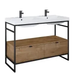 Végkiárusítás AREZZO design NEBO alsószekrény 120 cm-es, 2 fiókkal, canela tölgy, matt fekete (2 doboz)