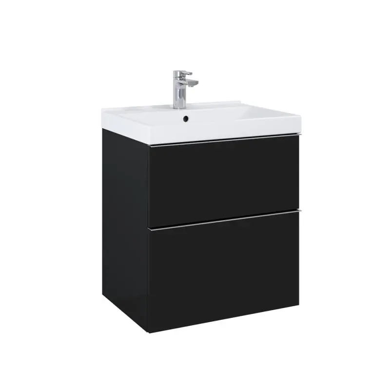 AREZZO design MONTEREY 60 cm-es alsószekrény 2 fiókkal Matt fekete színben, szifonkivágással Korlátozott ajánlat