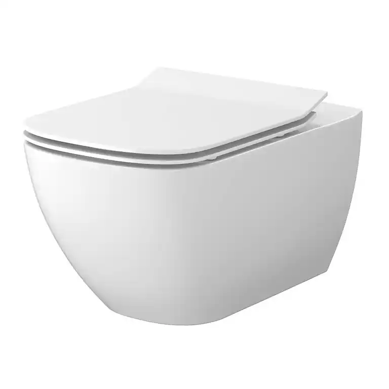 Azonnal elérhető Cersanit Virgo Perem Nélküli Fali Wc Szett, Rejtett Rögzítéssel , Vékonyított, Soft Close, Duroplast, Könnyen Levehető Wc Ülőkével