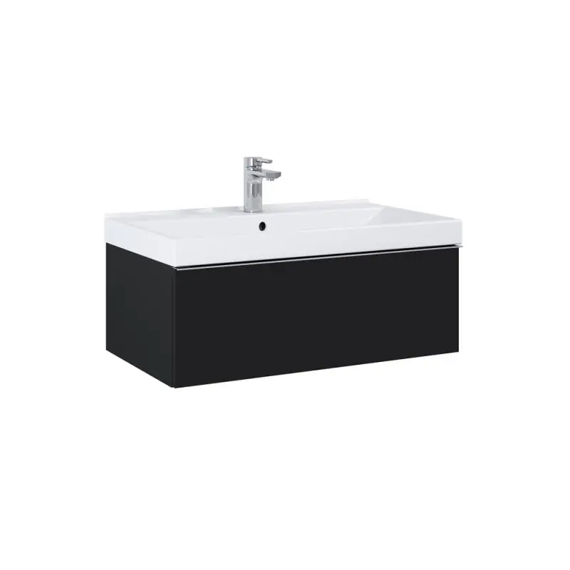 AREZZO design MONTEREY 80 cm-es alsószekrény 1 fiókkal Matt fekete színben, szifonkivágással Különleges ajánlat