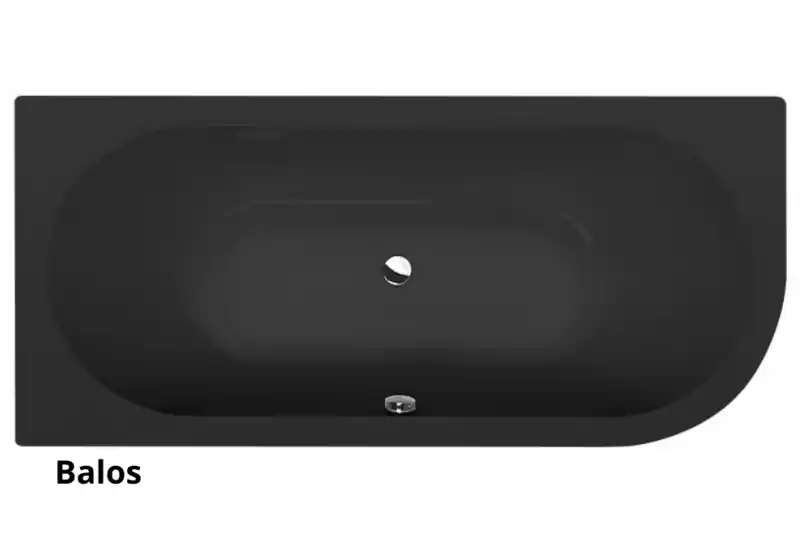 Outlet Sapho POLYSAN VIVA matt fekete aszimmetrikus kád 175x80