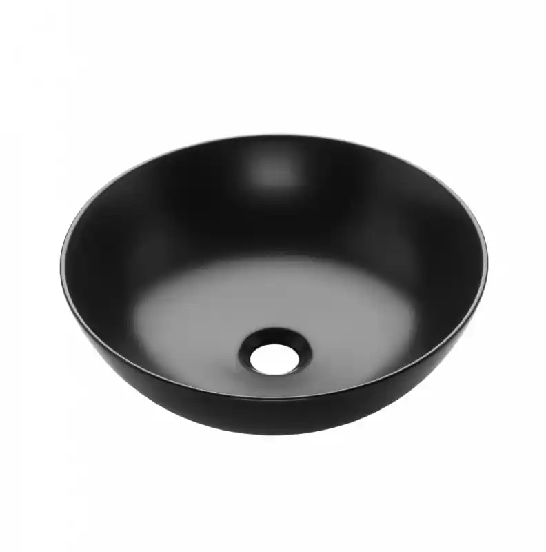 Invena DOKOS mosdókagyló, kerek, asztali, 39,5 cm, fél-matt, fekete Csak ma