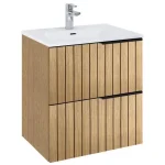 AREZZO design MONTEREY 60 cm-es alsószekrény 2 fiókkal természetes fa színben, szifonkivágással Expressz szállítás