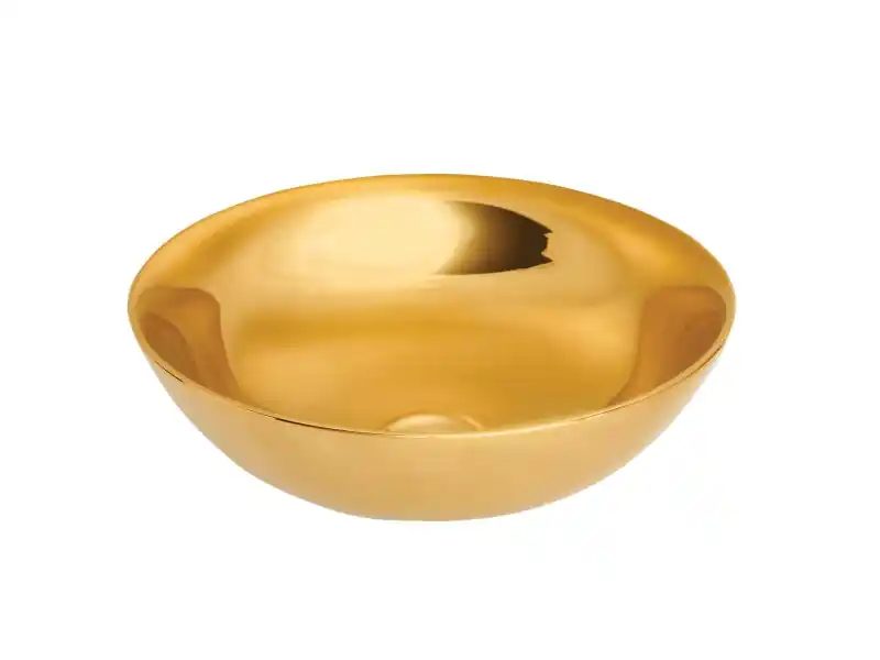 Különleges ajánlat Invena TINOS mosdókagyló, kerek, asztali, átmérő 39,5 cm, fényes, arany, PVD/Waterplating