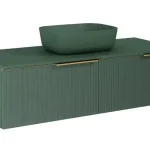 Legkelendőbb AREZZO design MONTEREY GLASS 120 cm-es alsószekrény 2 fiókkal, zöld színben