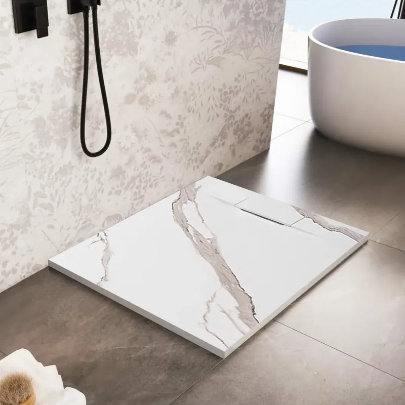 Zuhanytálca Bazalt CARRARA WHITE 90x90 Olcsó