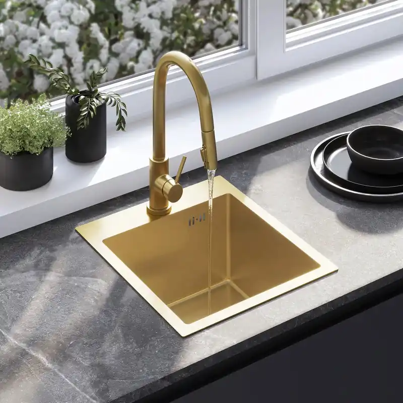 Acél mosogatótálca Leo 40 BRUSH GOLD Népszerű