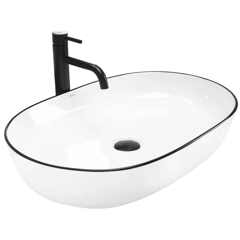 Árcsökkenés Pultos mosdó Rea CLEO white Black edge