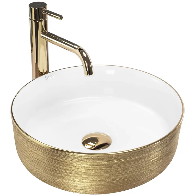 Legkelendőbb Pultos mosdó Rea Sami White Brush Gold
