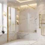 Árcsökkenés Zuhanyfal Rea Flexi Transparent / Gold 130