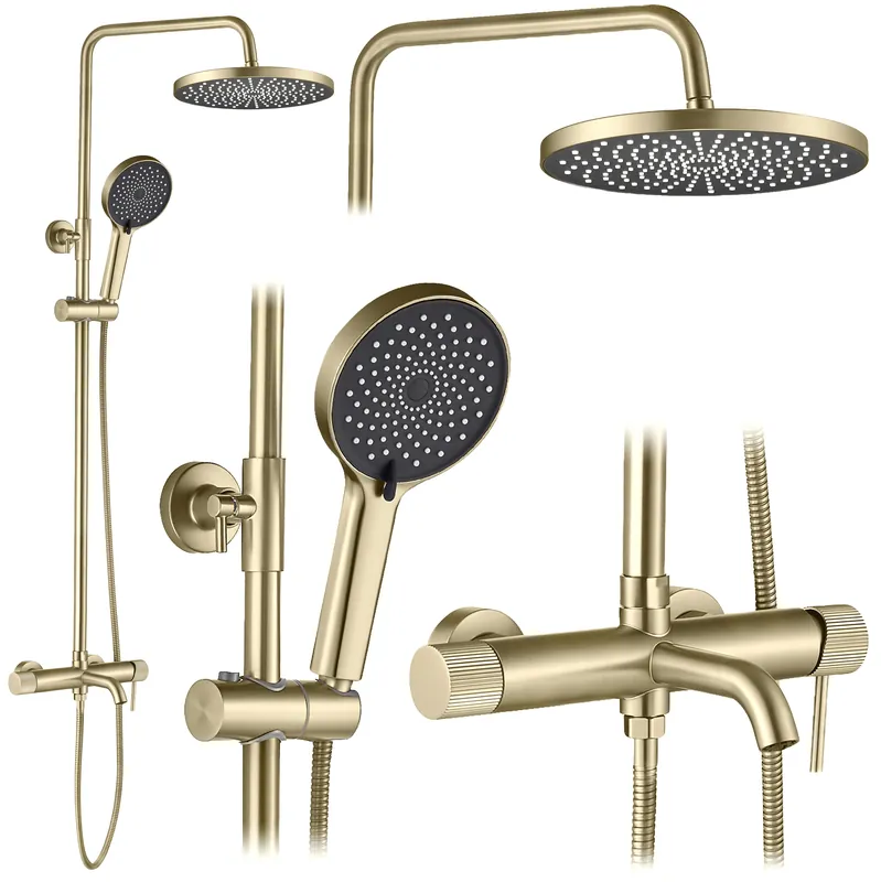 Vedd meg online Zuhanyszett Rea Lungo Stripe Brush Gold