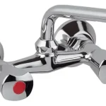 Biztonságos vásárlás Radeco Ceramik kétfogantyús fali mosogató csaptelep (250mm-es U csővel, #330-510-00)Radeco