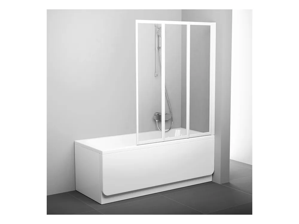 Olcsó Ravak VS3 130 cm kádparaván Transparent üveggel, fehér 795V0100Z1Ravak