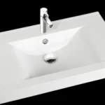 Újdonság Marmorin Marina 80/90 öntött márvány mosdó (80x50x14,5 cm, fehér)Marmorin