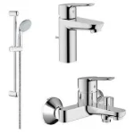 Grohe BauEdge 23356 000 Egykaros mosdócsaptelep + BauEdge 23334 000 Egykaros fali kádcsaptelep + New Tempesta II 27598 00E zuhanyszett*Grohe Legkelendőbb