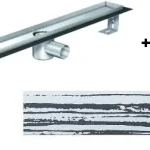 Olcsóbb ACO EXCLUSIVE alacsony (79 mm) zuhanyfolyóka + fehér üveg fekete csíkkal fedlap 800mm hosszú (0153.76.45 + 9010.56.98)ACO
