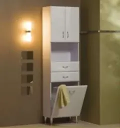 Tboss Bianka M53 fürdőszobai álló szekrény szennyestartóval (erezett fehér)Tboss Legjobb ár