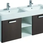 Olcsó Keramag Renova Nr. 1 Plan szekrény dupla mosdó alá magasfényű wenge (120x46,3x44,5 cm, 879243000)Keramag