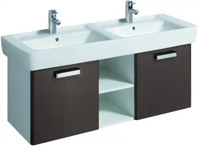 Olcsó Keramag Renova Nr. 1 Plan szekrény dupla mosdó alá magasfényű wenge (120x46,3x44,5 cm, 879243000)Keramag