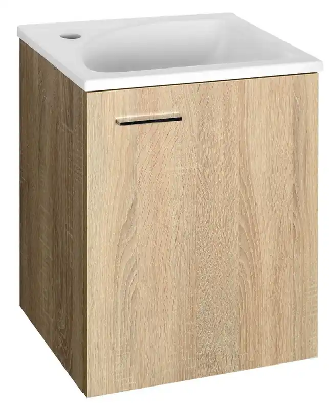 Szuper ajánlat AQUALINE ZOJA Mosdótartó szekrény 40x50x32 cm, platina tölgy, jobbos (51048DP)Aqualine