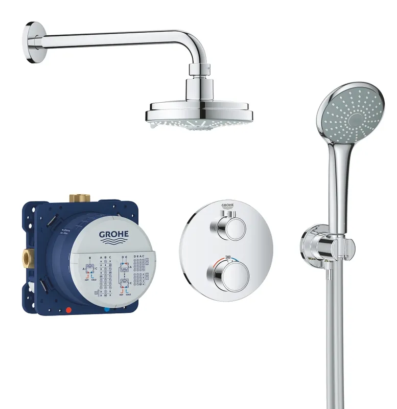 Különleges ajánlat Grohe Grohtherm falsík alatti termosztátos zuhanycsaptelep szett, 2 funkciós 34735000Grohe