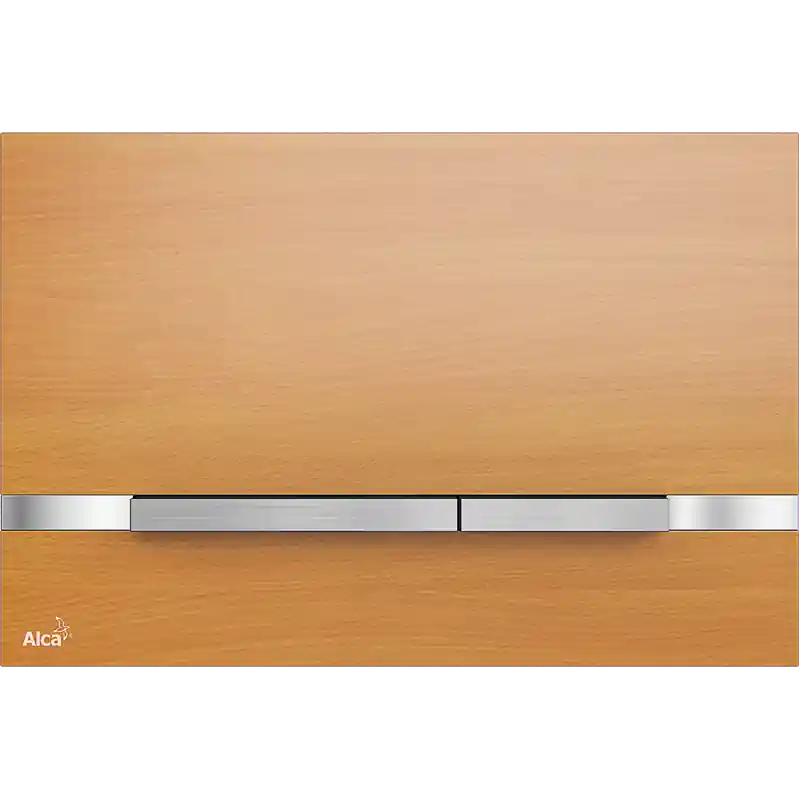Kiárusítás Alcaplast STRIPE BEECH Nyomólap a falsík alatti szerelési rendszerekhez, rozsdamentes-fa dekorAlcaplast
