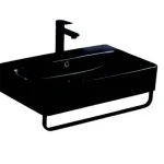 Prémium Arezzo Design Plano 60x42 cm mosdó törölközőtartóval, fekete AR-404MArezzo Design