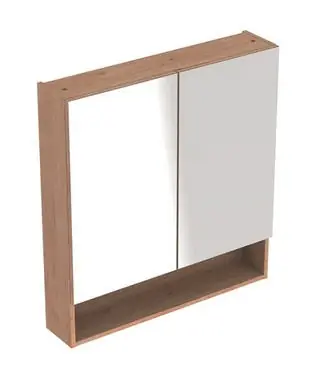 Biztonságos fizetés Geberit Selnova Square tükrös szekrény két ajtóval, Feketedió hickory világos/Melaminos faszerkezet 501.267.00.1Geberit