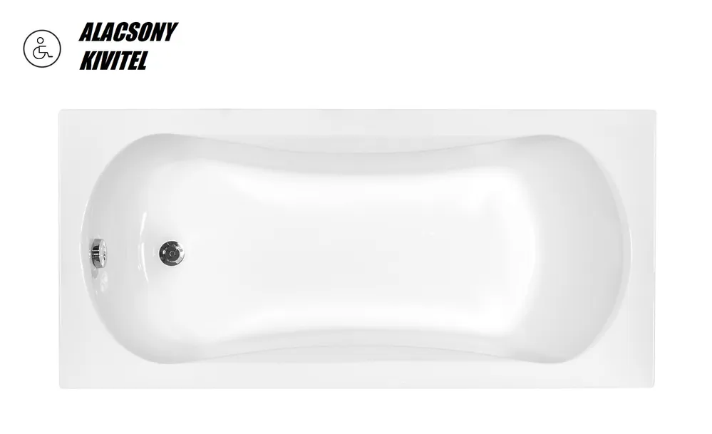 Újdonság Besco ARIA PROSAFE 150x70 cm alacsony egyenes kád, fehér WAA-150-PSBesco
