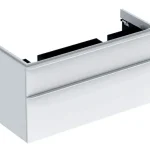 Akciós ár Gebert Smyle Square alsó szekrény dupla mosdóhoz 118.4x61.7x47cm, magasfényű lakkozott fehér 500.356.00.1Geberit